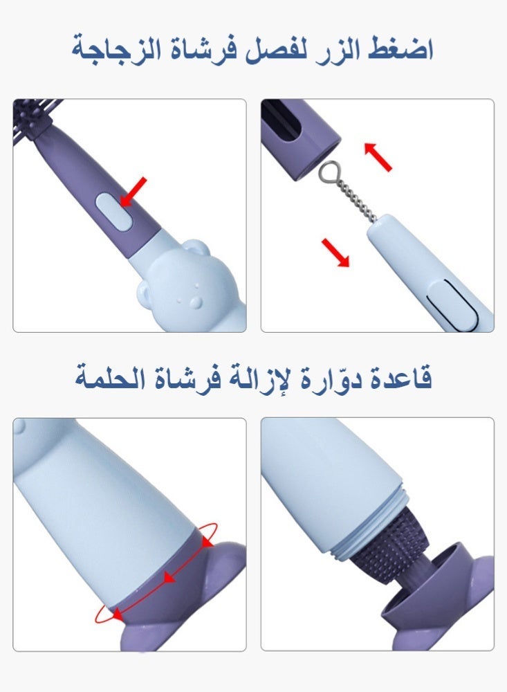 BBMORE 3-in-1 Silicone Feeding Bottle Brush,  Bottle Cleaning Brush with Long Handle Portable for Baby Bottles, Sports Bottle, Vase, Glassware, Smaller Diameter Bottle Openings（Blue) - Image 4